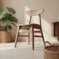 Esszimmerstuhl Teakholz Japandi Design B: 45 cm massiv...