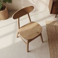 Esszimmerstuhl Teakholz Japandi Design B: 45 cm massiv Handmade