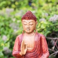 Buddha Figur Suarholz 30 cm Vitarka Mudra Handgeschnitzt