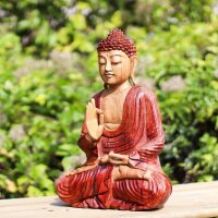 Buddha Figur Suarholz 30 cm Vitarka Mudra Handgeschnitzt