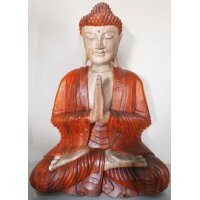 Statue Buddha Anjali Mudra 30 cm Suarholz handgeschnitzt