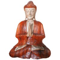 Figur Suarholz 60 cm hoch Buddha Anjali Mudra Handarbeit
