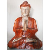 Figur Suarholz 60 cm hoch Buddha Anjali Mudra Handarbeit
