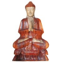 Statue Buddha 25cm Suarholz Anjali Mudra handgeschnitzt