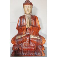 Statue Buddha 25cm Suarholz Anjali Mudra handgeschnitzt