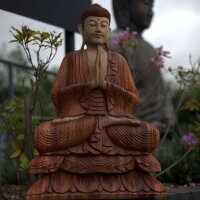 Statue Buddha 25cm Suarholz Anjali Mudra handgeschnitzt