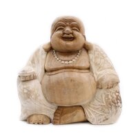 Figur Lachender Buddha 30 cm Suarholz getüncht...