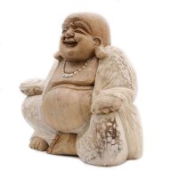 Figur Lachender Buddha 30 cm Suarholz getüncht...