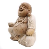 Statue Lachender Buddha 50 cm Handarbeit Suarholz...