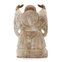 Statue Buddha Suarholz 40 cm getüncht Deko Handgeschnitzt
