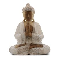 Statue Figur Buddha Suarholz 30 cm Anjali Mudra Handarbeit