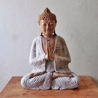 Statue Deko Buddha Suarholz 40cm hoch Anjali Mudra...