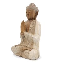 Statue Deko Buddha Suarholz 40cm hoch Anjali Mudra Handarbeit