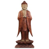 Statue Buddha 100 cm hoch Suarholz Anjali Mudra Handarbeit