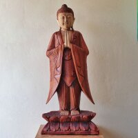 Statue Buddha 100 cm hoch Suarholz Anjali Mudra Handarbeit