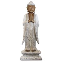 Statue Buddha Suarholz 100cm Handgeschnitzt Anjali Mudra...