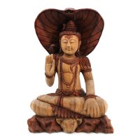 Statue Figur Suarholz 50cm Shiva mit Kobra Handgeschnitzt...