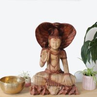 Statue Figur Suarholz 50cm Shiva mit Kobra Handgeschnitzt Deko