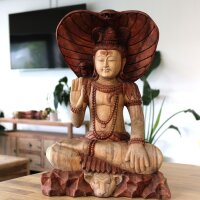 Statue Figur Suarholz 50cm Shiva mit Kobra Handgeschnitzt Deko