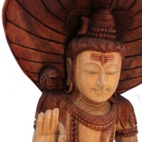 Statue Figur Suarholz 50cm Shiva mit Kobra Handgeschnitzt Deko