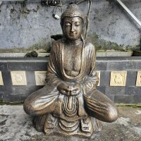 Gartenfigur betender Thai Buddha 56 cm hoch Faserzement Deko