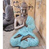 Statue Garten Buddha Yoga Namaskara Mudra in Türkis...