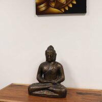 Gartenfigur Buddha 96 cm in Gold antik Faserzement...