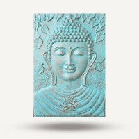 Wandbild 100 x 70 cm Buddha in Türkis Handarbeit Deko
