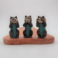 Deko Figuren Messing 3er Set Katzen 9 cm hoch Drei Affen...
