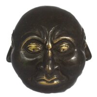 Statue Viergesichtiger Buddha 10 cm rund Messing Handarbeit