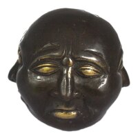 Statue Viergesichtiger Buddha 10 cm rund Messing Handarbeit