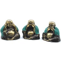 Figuren 3er Set Buddha Messing 4 cm Drei Affen Pose...