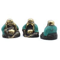 Figuren 3er Set Buddha Messing 4 cm Drei Affen Pose...