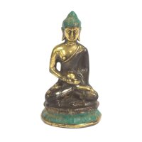Statue Sitzender Buddha Bhumiparsa Mudra Messing 10 cm