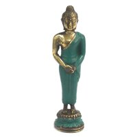 Statue Messing Buddha stehend 17 cm Handarbeit Unikat Deko