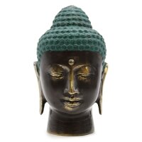 Deko Statue Buddha Kopf Messing massiv 14,5 cm hoch Feng...