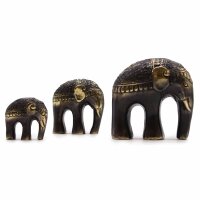 Deko Statuen Elefanten 3er Set Messing massiv klein...
