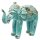 Dekostatue Elefant Holz H: 24 cm handgeschnitzt in Türkis Gold