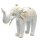 Figur Elefant Albesia Holz H: 24 cm Handarbeit in Weiß Gold