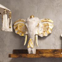 Wandfigur Elefantenkopf Alabasia Holz H: 29 cm in...