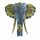 Wandfigur Elefant Kopf Alabasia Holz H: 29 cm in Grau Gold