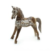 Dekofigur Pferd Albesia Holz H: 24 cm Handarbeit in Antik