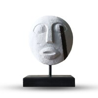 Deko Stammesmaste 27 cm hoch Albesia Holz Handarbeit Weiß