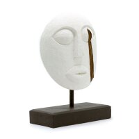 Deko Stammesmaste 27 cm hoch Albesia Holz Handarbeit Weiß