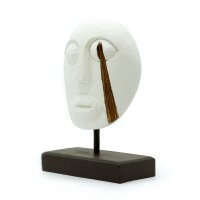 Deko Stammesmaste 27 cm hoch Albesia Holz Handarbeit Weiß