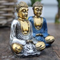 Figuren Buddha 6er Set H: 4 cm klein in Gold Bunt Handbemalt