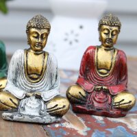 Figuren Buddha 6er Set H: 4 cm klein in Gold Bunt Handbemalt