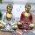 Figuren Buddha 6er Set H: 4 cm klein in Gold Bunt Handbemalt