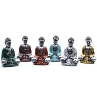 Deko Figuren Set 6 Stück Buddha Grau Bunt Resin...