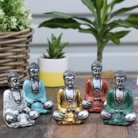 Deko Figuren Set 6 Stück Buddha Grau Bunt Resin...